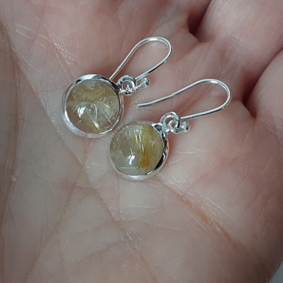 Golden Tourmalated Quartz Ring and Earrings - Picture 10 of 13